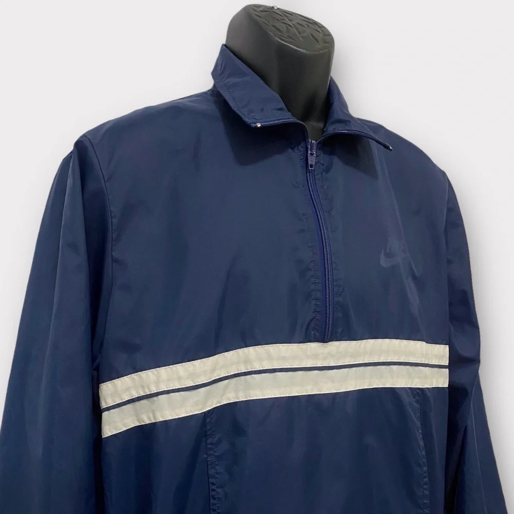 Nike Vintage 80’s Men’s Blue & White Kangaroo Pocket Windbreaker Size Medium - Picture 2 of 9
